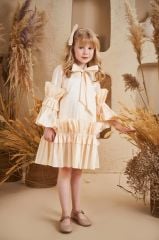 Straight Baby Dress With Hair Accessory Crem Color