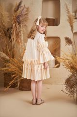 Straight Baby Dress With Hair Accessory Crem Color