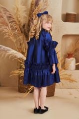 Straight Baby Dress With Hair Accessory Blue Color
