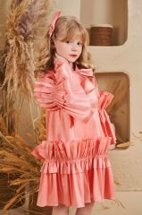 Straight Baby Dress With Hair Accessory Peach Color