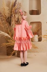 Straight Baby Dress With Hair Accessory Peach Color