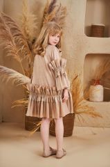 Straight Baby Dress With Hair Accessory Light Brown Color