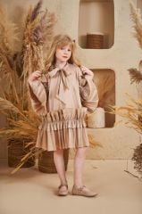 Straight Baby Dress With Hair Accessory Light Brown Color