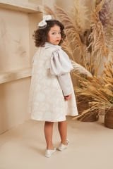 Straight Baby Dress With Hair Accessory Beige Color