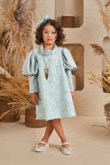 Straight Baby Dress With Hair Accessory Green Color