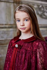 Lace Dress With Hair Accessory Red Color
