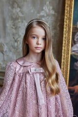 Lace Dress With Hair Accessory Pink Color
