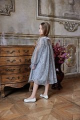Lace Dress With Hair Accessory Gray Color