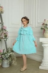 Light Party Dress With Hair Accessory Blue Color