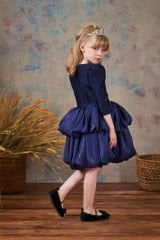 Exclusive Satin Party Dress Dark Blue Color
