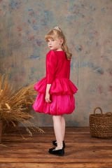 Exclusive Satin Party Dress Dark Pink Color