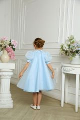 Exclusive Chiffon Party Dress  Light Blue  Color