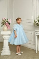 Exclusive Chiffon Party Dress  Light Blue  Color
