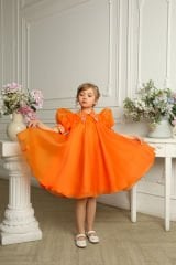 Exclusive Chiffon Party Dress Orange Color