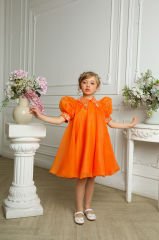 Exclusive Chiffon Party Dress Orange Color