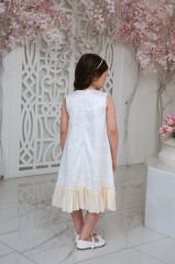 Party Lace Dress with Hair Accessory White Color