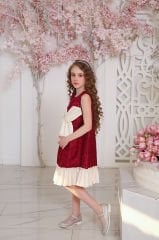 Party Lace Dress with Hair Accessory Red Color