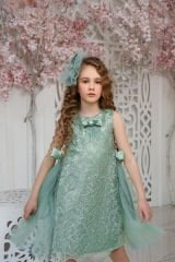 Exclusive Party Lace Dress with Hair Accessory White Color