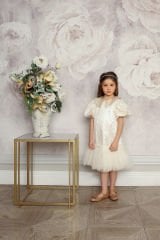 White Color Lace Dress with Hair Accessory