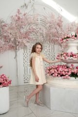 Cream Color  Dress with Hair Accessory for Girls