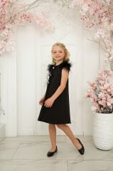 Black Color  Dress with Hair Accessory for Girls
